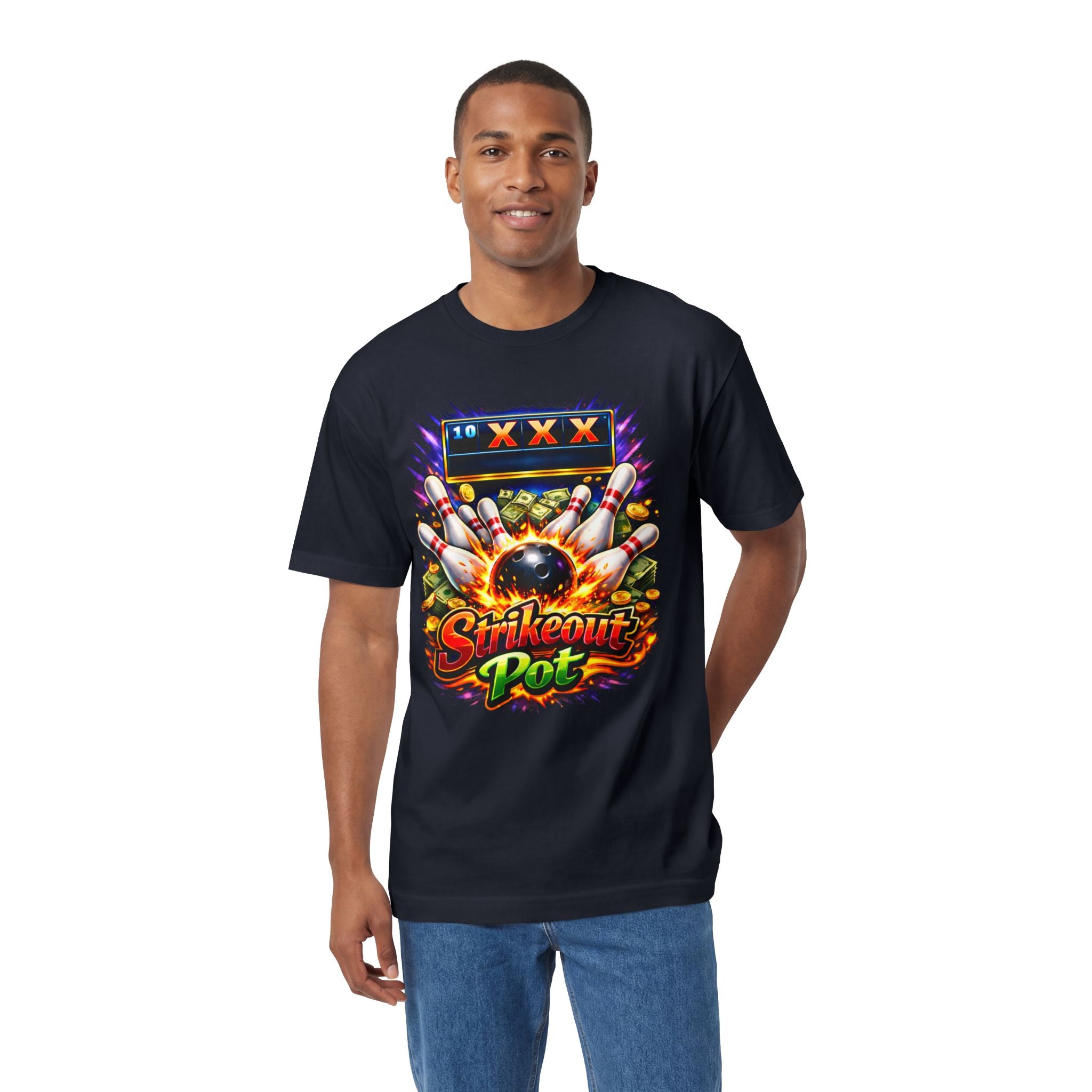 Strikeout Pot Bowling T‑Shirt — Vintage Arcade Bowling Graphic Tee