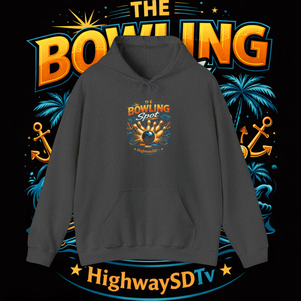 Bowling Shoreline Hoodie — Retro Bowling Ball & Anchor Graphic