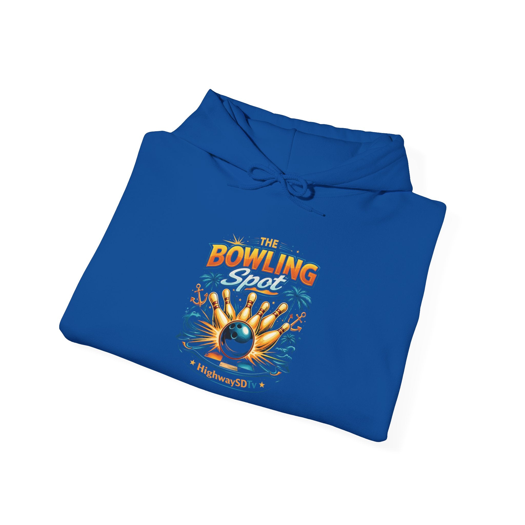 Bowling Shoreline Hoodie — Retro Bowling Ball & Anchor Graphic