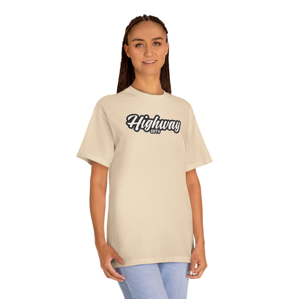 Highway Logo Tee — Retro Script 'Highway SDTV' Graphic T-Shirt