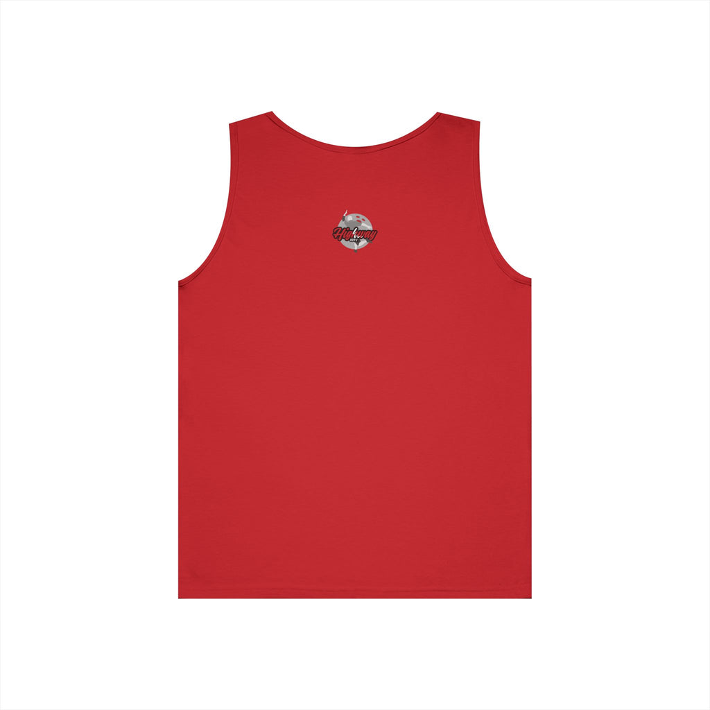 Highway Graphic Unisex Heavy Cotton Tank Top, Summer Casual Wear, Beach Outfit, Festival Clothing, Gift for Travelers