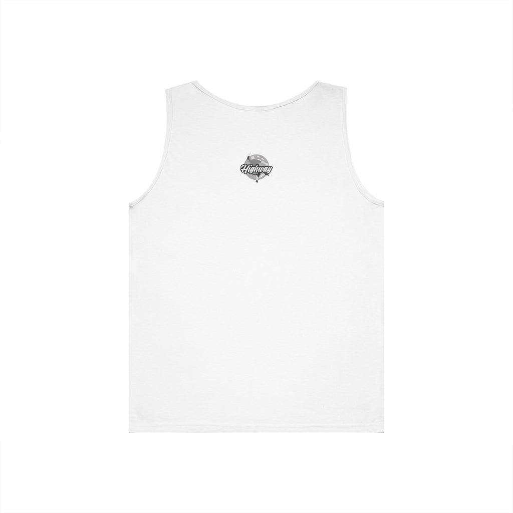 Highway Graphic Unisex Heavy Cotton Tank Top, Summer Casual Wear, Beach Outfit, Festival Clothing, Gift for Travelers