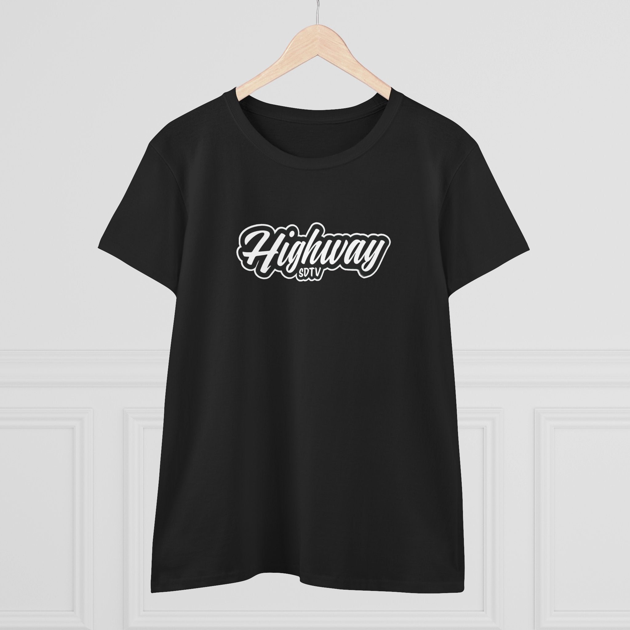 Highway SDTV Women's Midweight Cotton Tee | Casual Shirt, Graphic Top, Summer Outfit, Gift for Her, Trendy Fashion