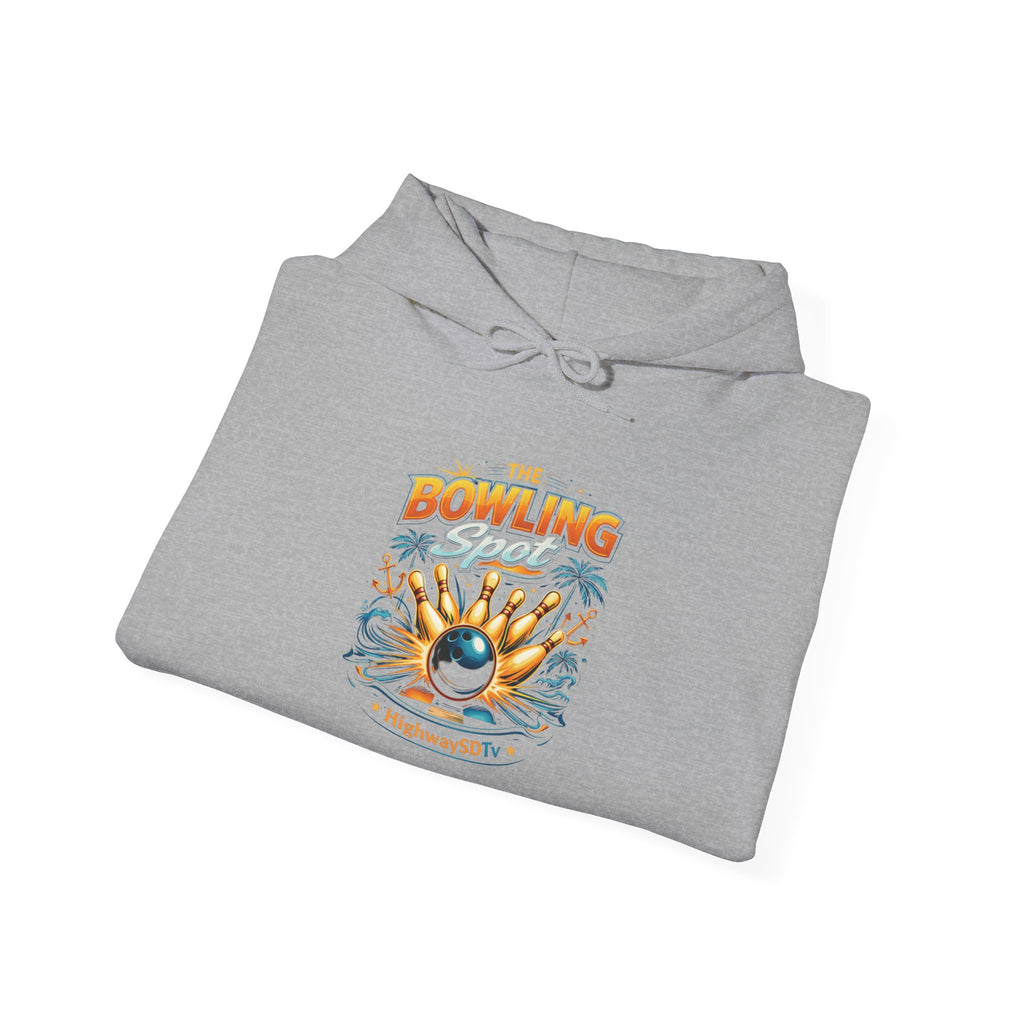 Bowling Shoreline Hoodie — Retro Bowling Ball & Anchor Graphic