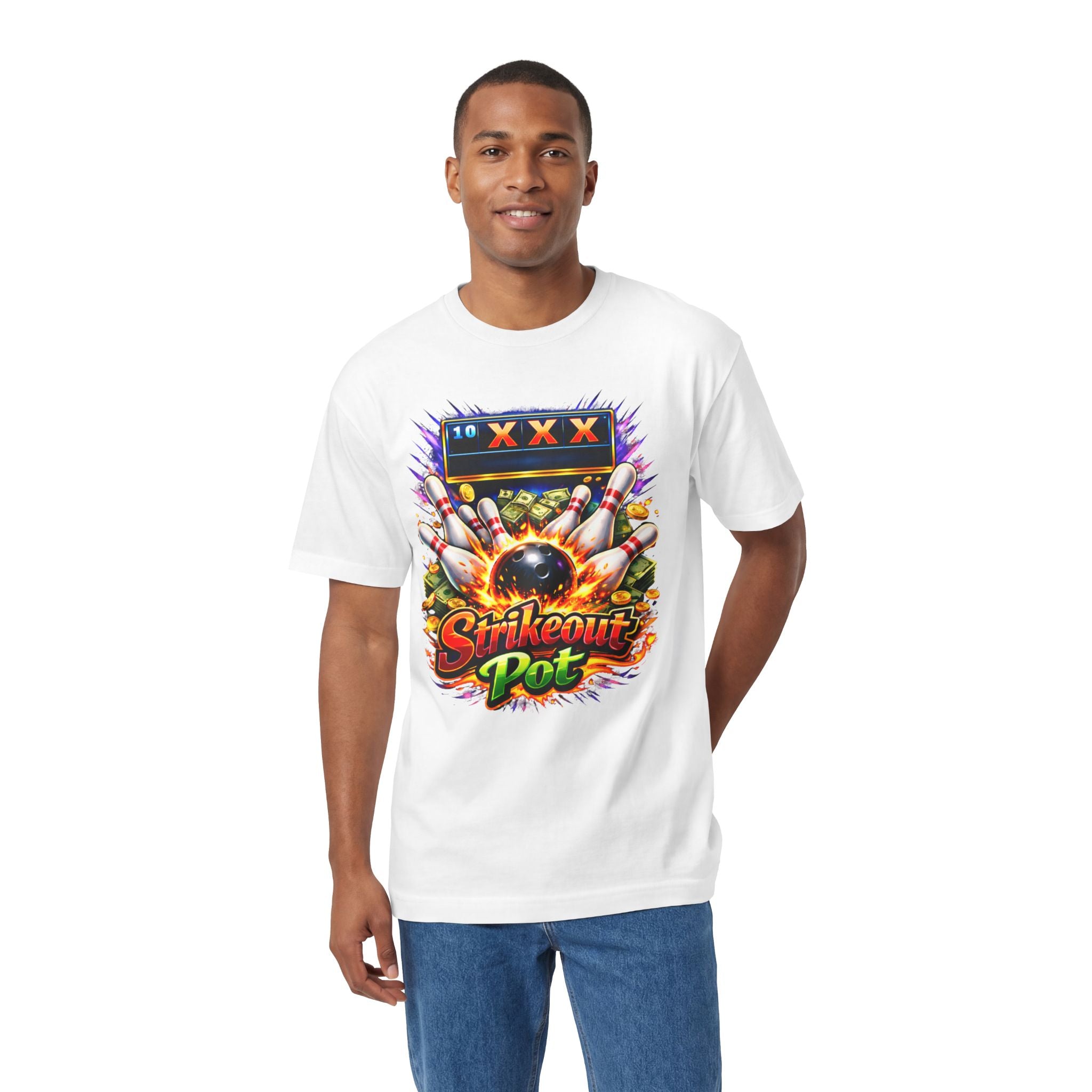 Strikeout Pot Bowling T‑Shirt — Vintage Arcade Bowling Graphic Tee