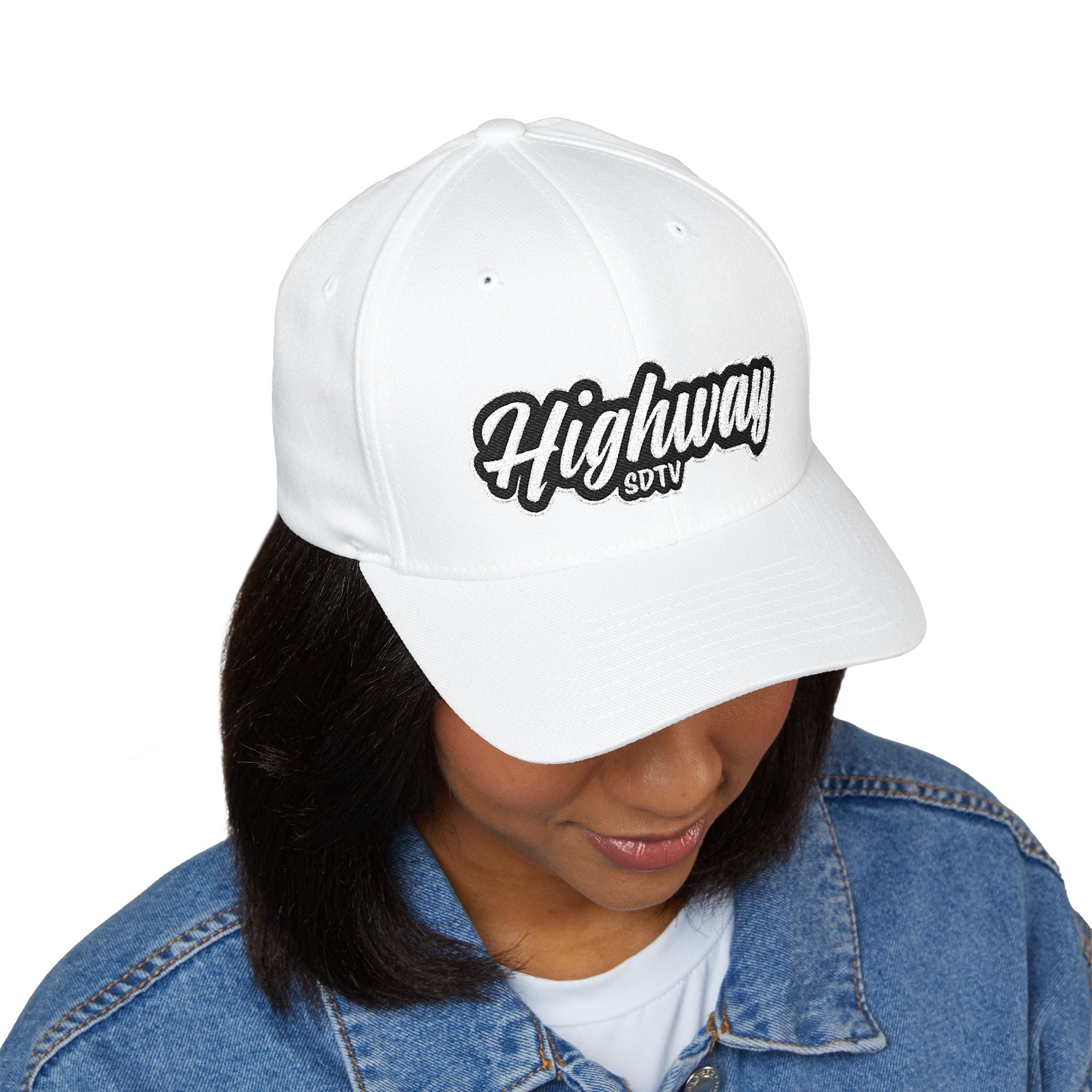 Highway Structured Cap | Embroidered White Cap, Urban Fashion, Unisex Gift, Summer Accessory, Streetwear, Dad Hat