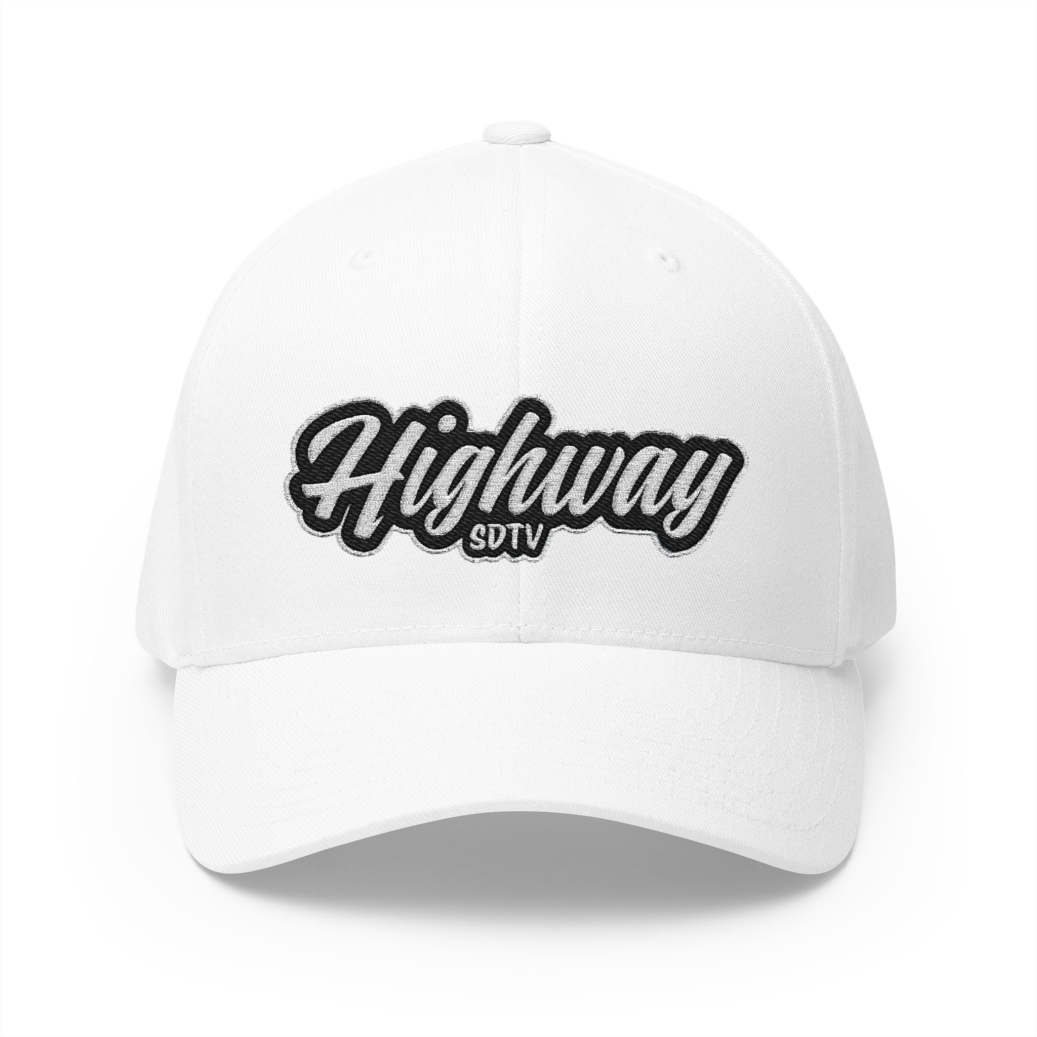 Highway Structured Cap | Embroidered White Cap, Urban Fashion, Unisex Gift, Summer Accessory, Streetwear, Dad Hat