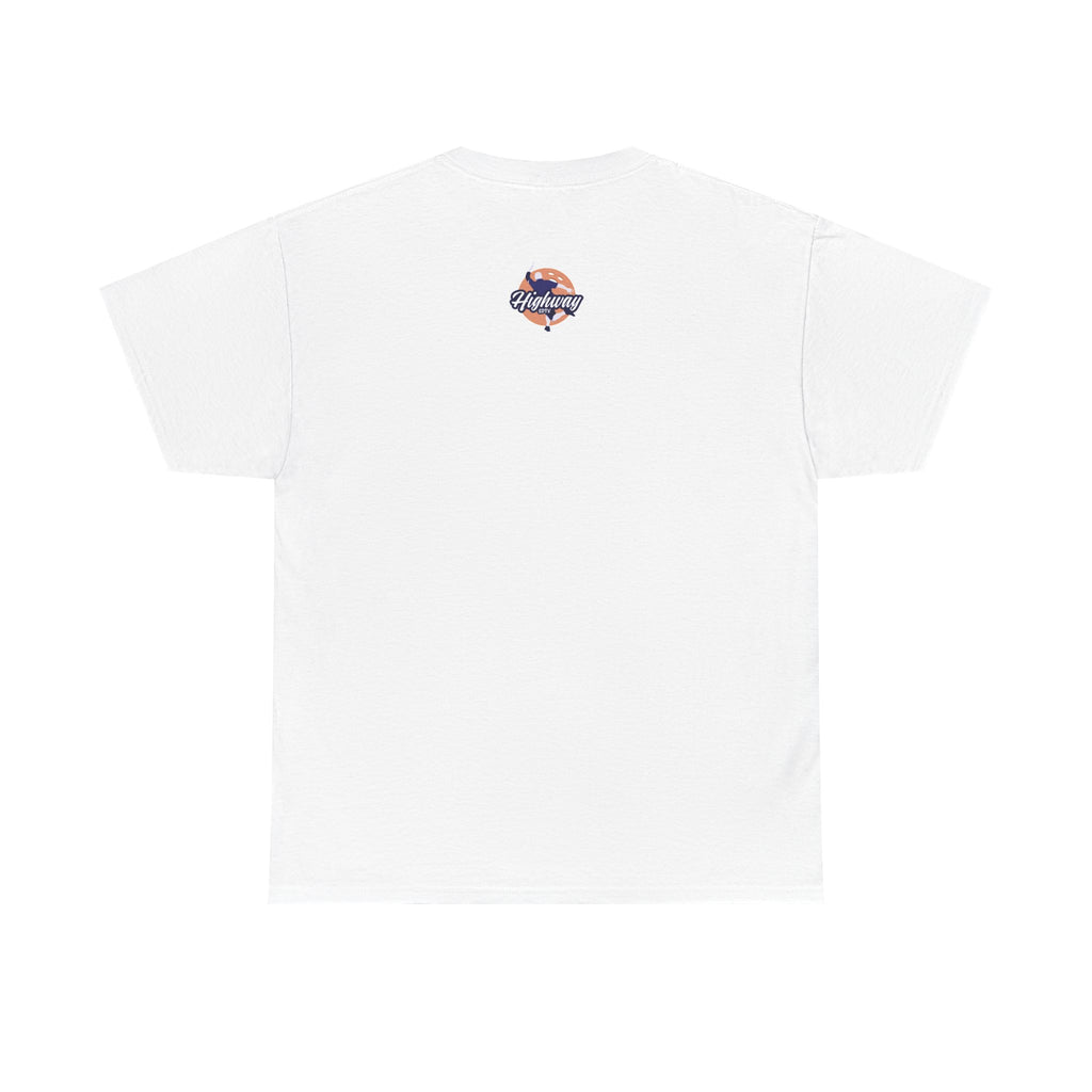 Highway Logo T-Shirt — Retro Script Chest & Mini Back Design