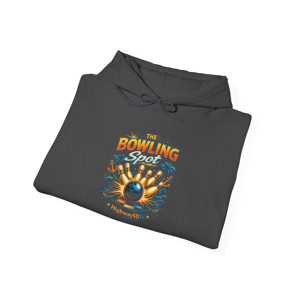 Bowling Shoreline Hoodie — Retro Bowling Ball & Anchor Graphic