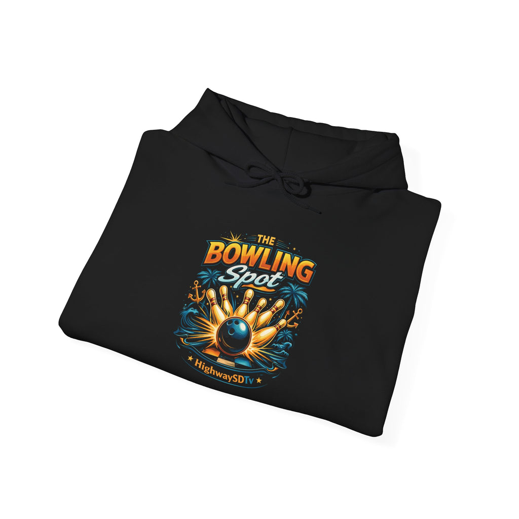 Bowling Shoreline Hoodie — Retro Bowling Ball & Anchor Graphic