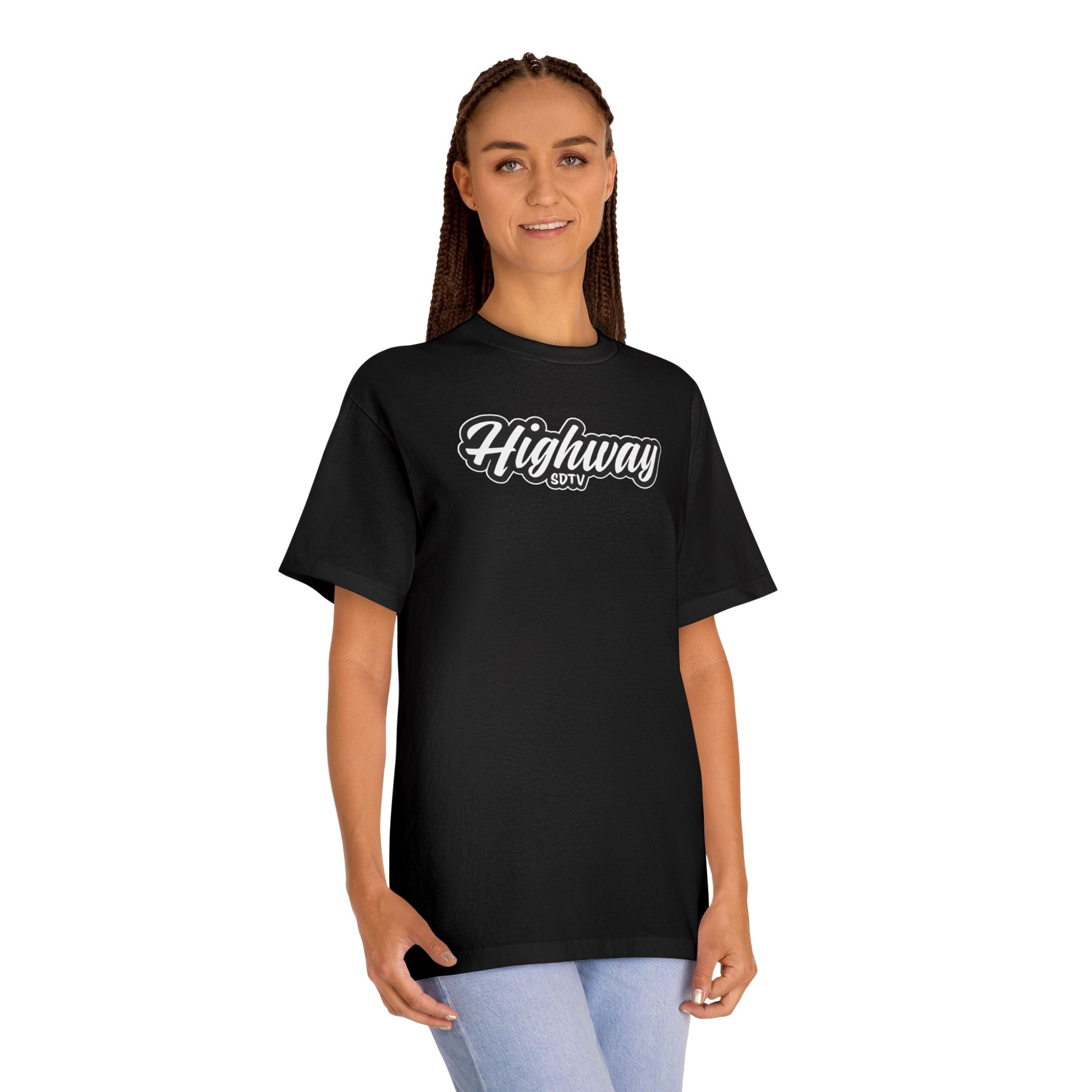Highway Logo Tee — Retro Script 'Highway SDTV' Graphic T-Shirt