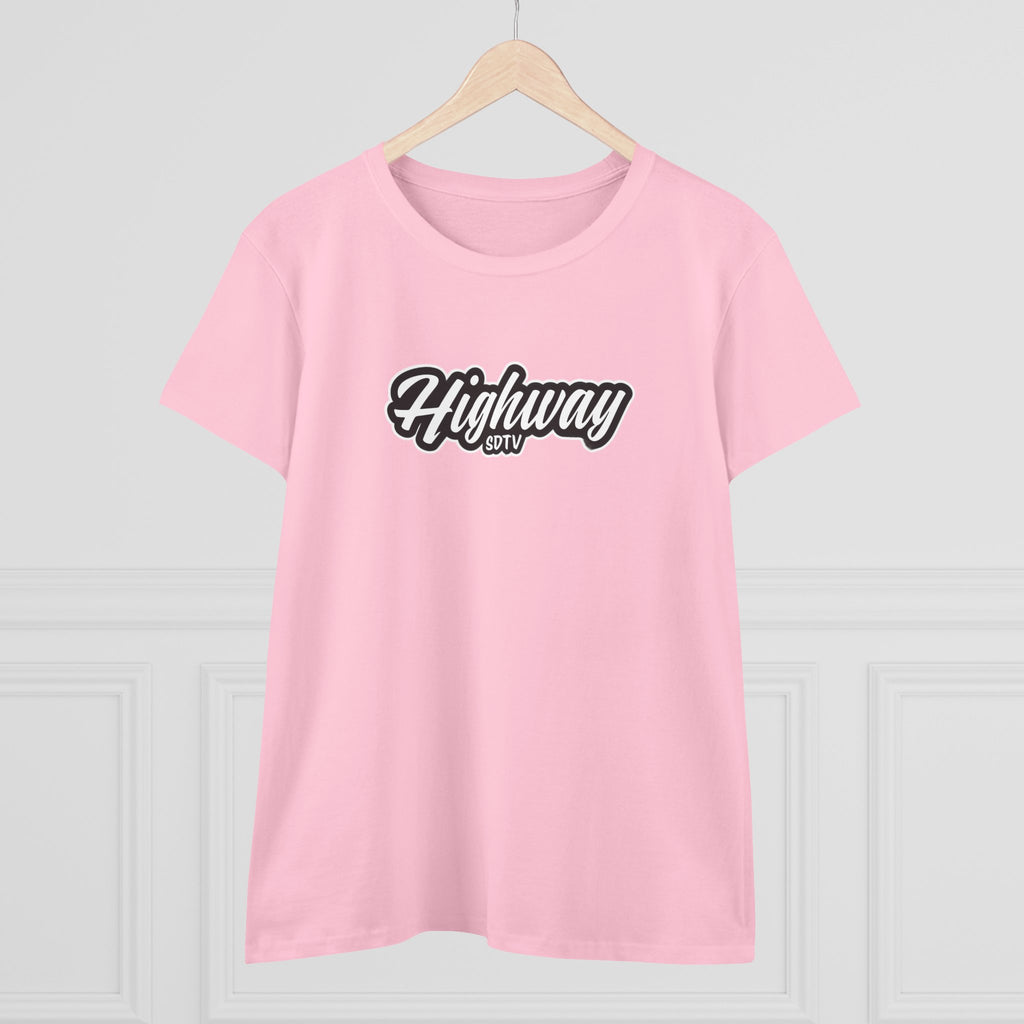 Highway SDTV Women's Midweight Cotton Tee | Casual Shirt, Graphic Top, Summer Outfit, Gift for Her, Trendy Fashion