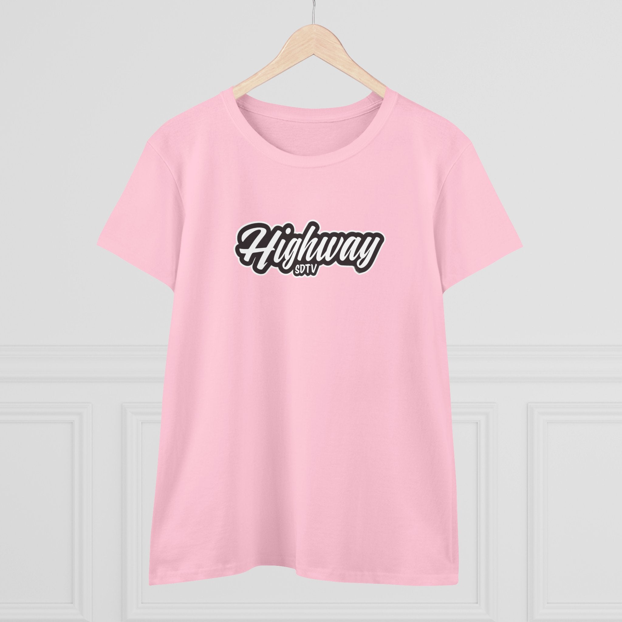 Highway SDTV Women's Midweight Cotton Tee | Casual Shirt, Graphic Top, Summer Outfit, Gift for Her, Trendy Fashion