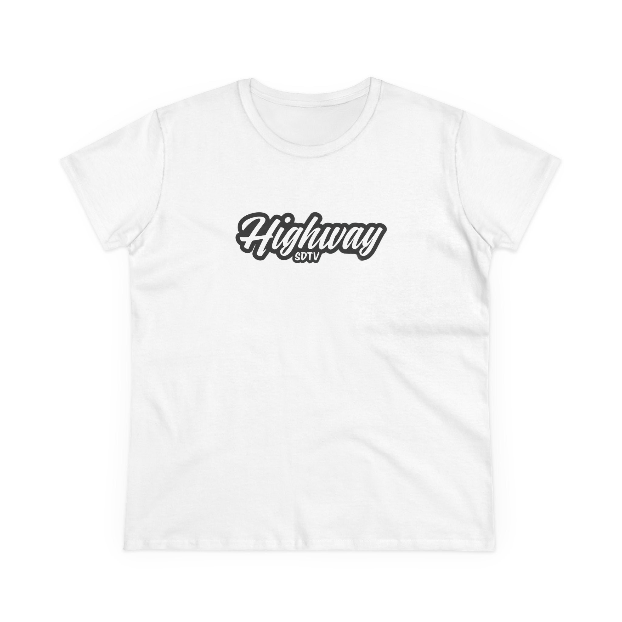 Highway SDTV Women's Midweight Cotton Tee | Casual Shirt, Graphic Top, Summer Outfit, Gift for Her, Trendy Fashion
