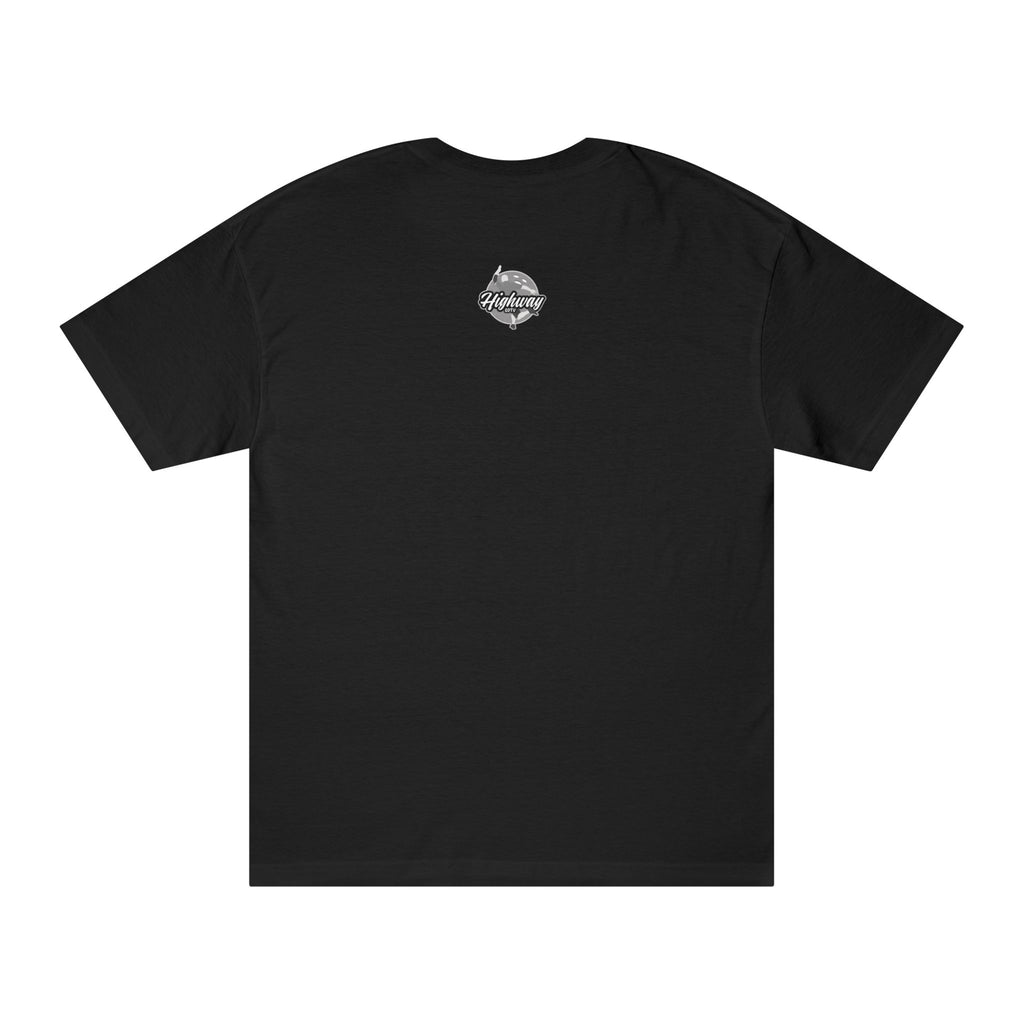 Graphic Tee — Minimal Cross Chest & Small Back Emblem
