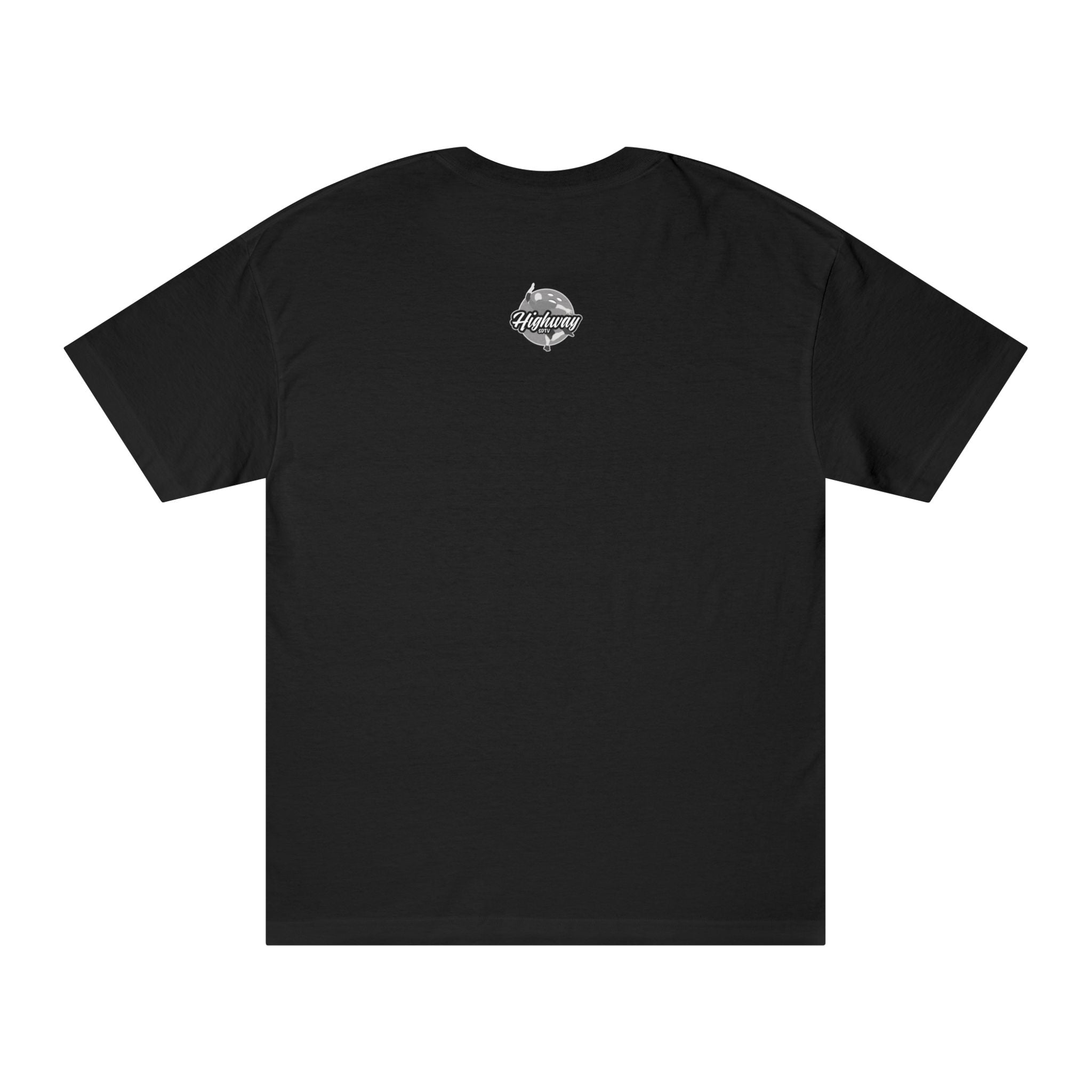 Graphic Tee — Minimal Cross Chest & Small Back Emblem