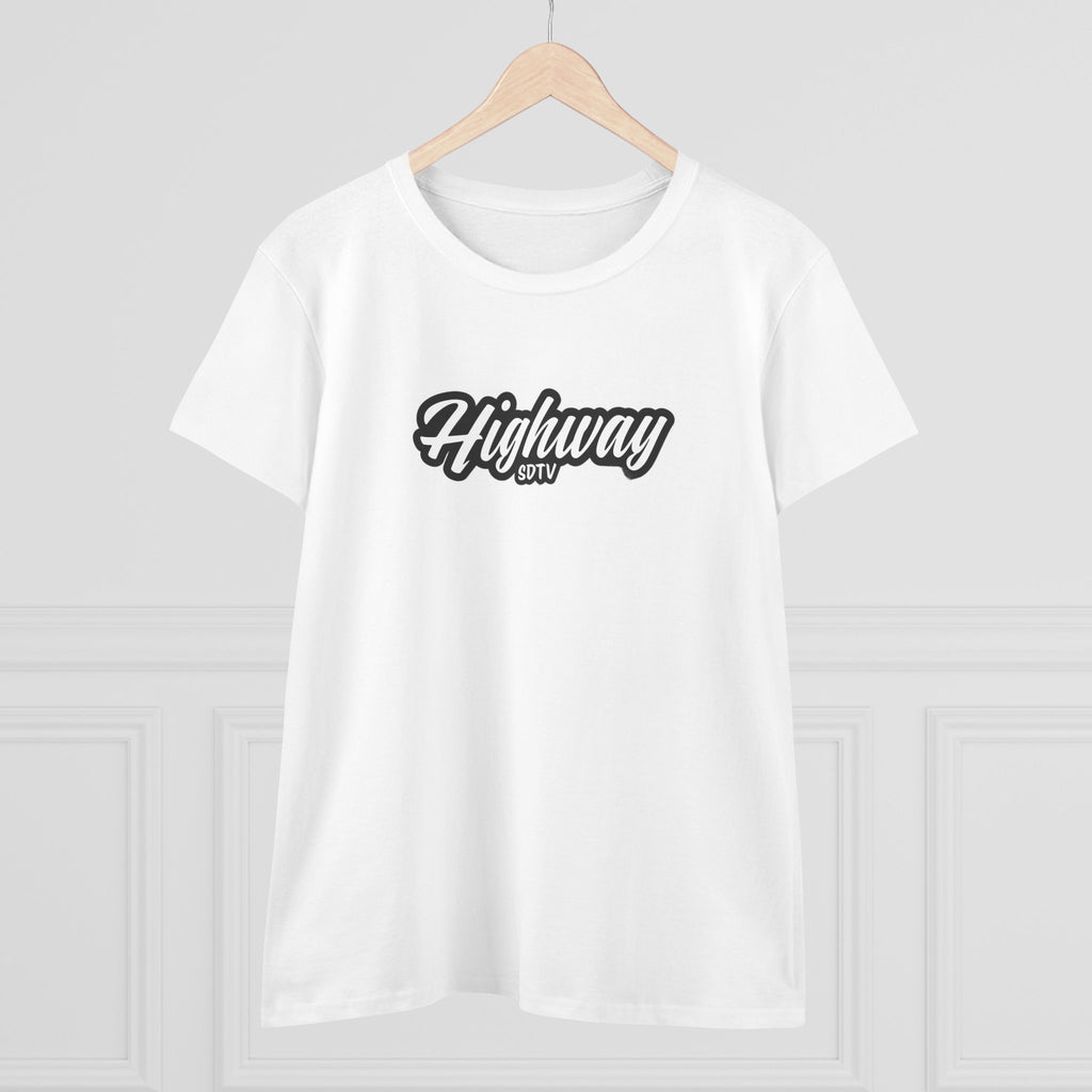 Highway SDTV Women's Midweight Cotton Tee | Casual Shirt, Graphic Top, Summer Outfit, Gift for Her, Trendy Fashion
