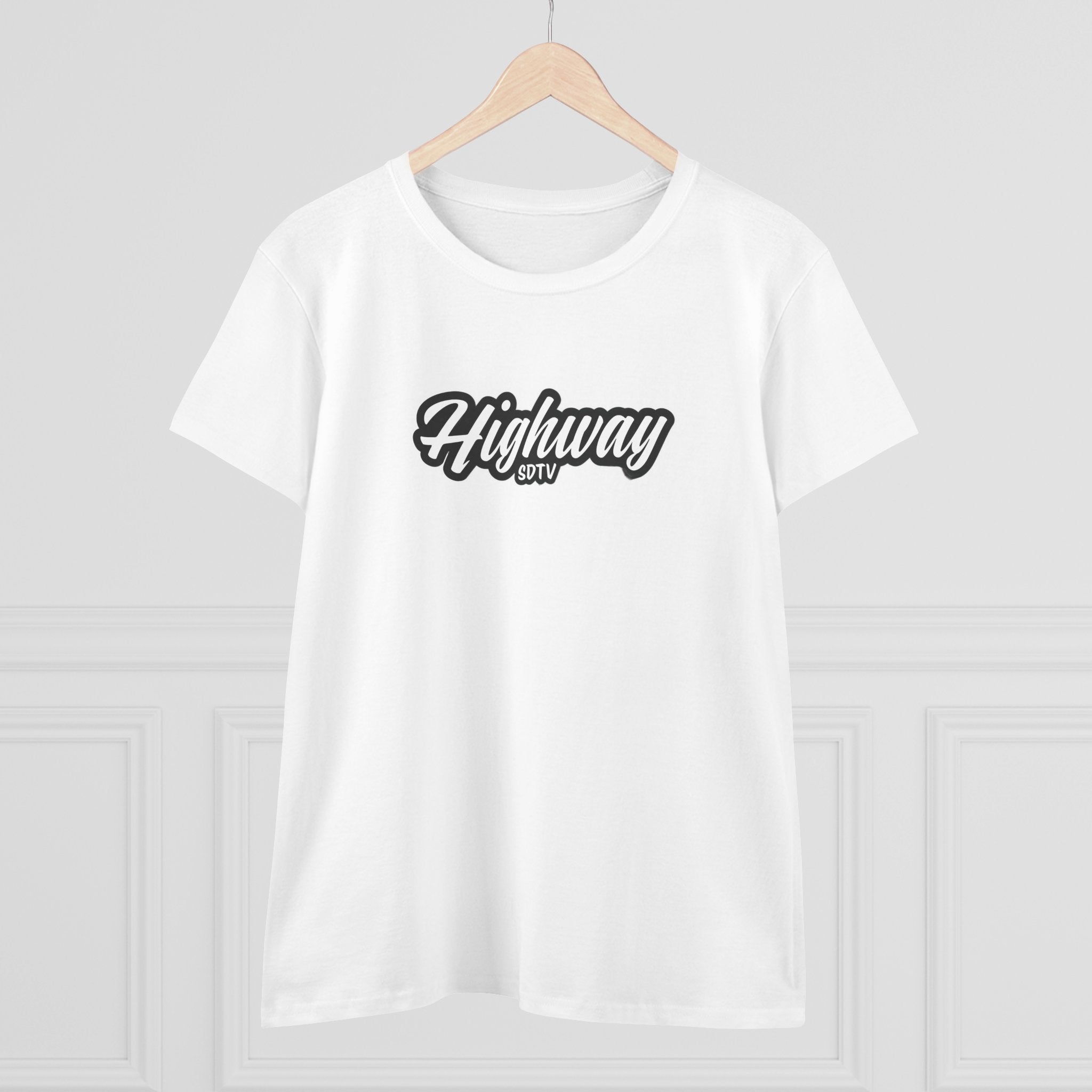 Highway SDTV Women's Midweight Cotton Tee | Casual Shirt, Graphic Top, Summer Outfit, Gift for Her, Trendy Fashion