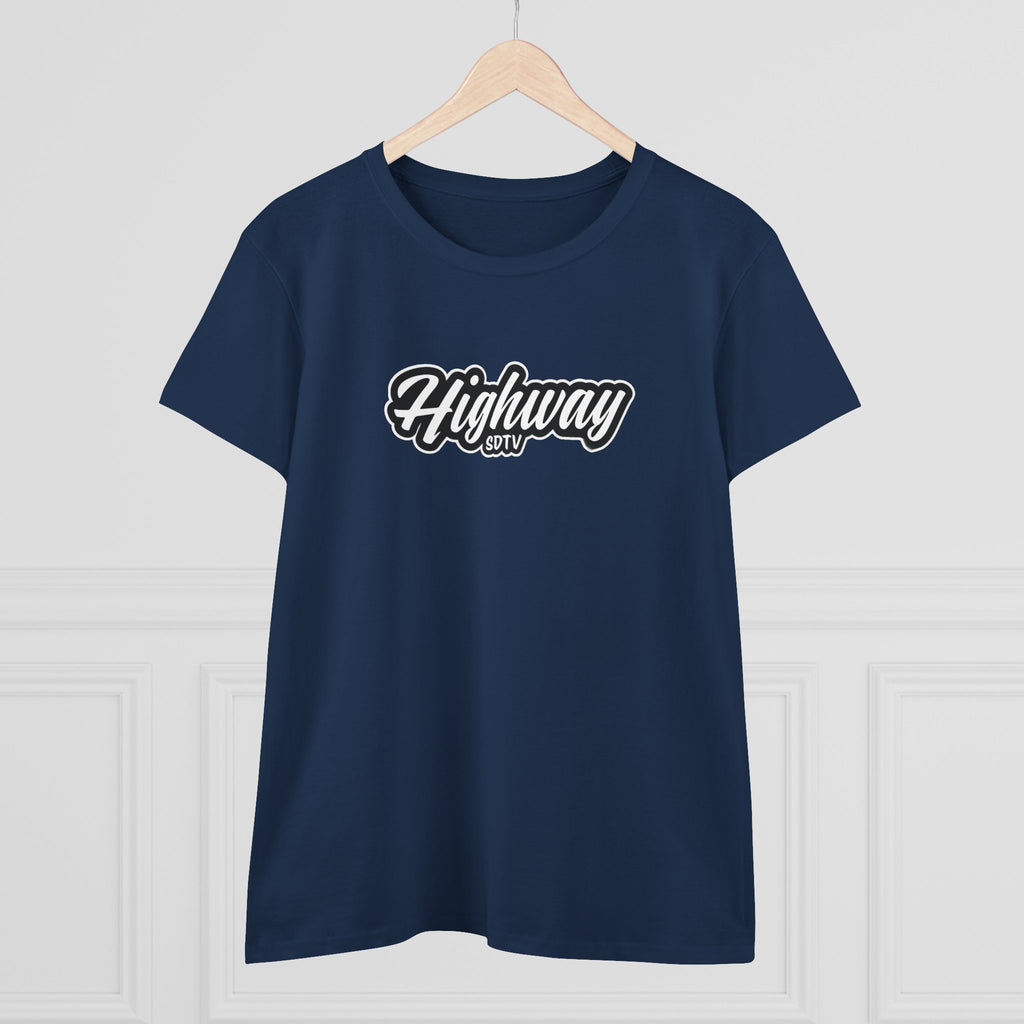 Highway SDTV Women's Midweight Cotton Tee | Casual Shirt, Graphic Top, Summer Outfit, Gift for Her, Trendy Fashion