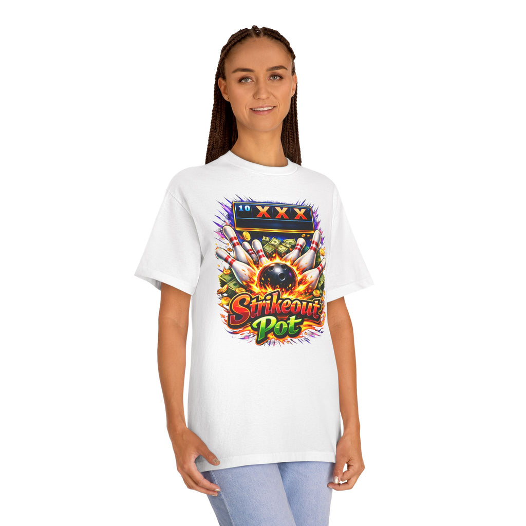 Strikeout Pot Bowling T‑Shirt — Vintage Arcade Bowling Graphic Tee