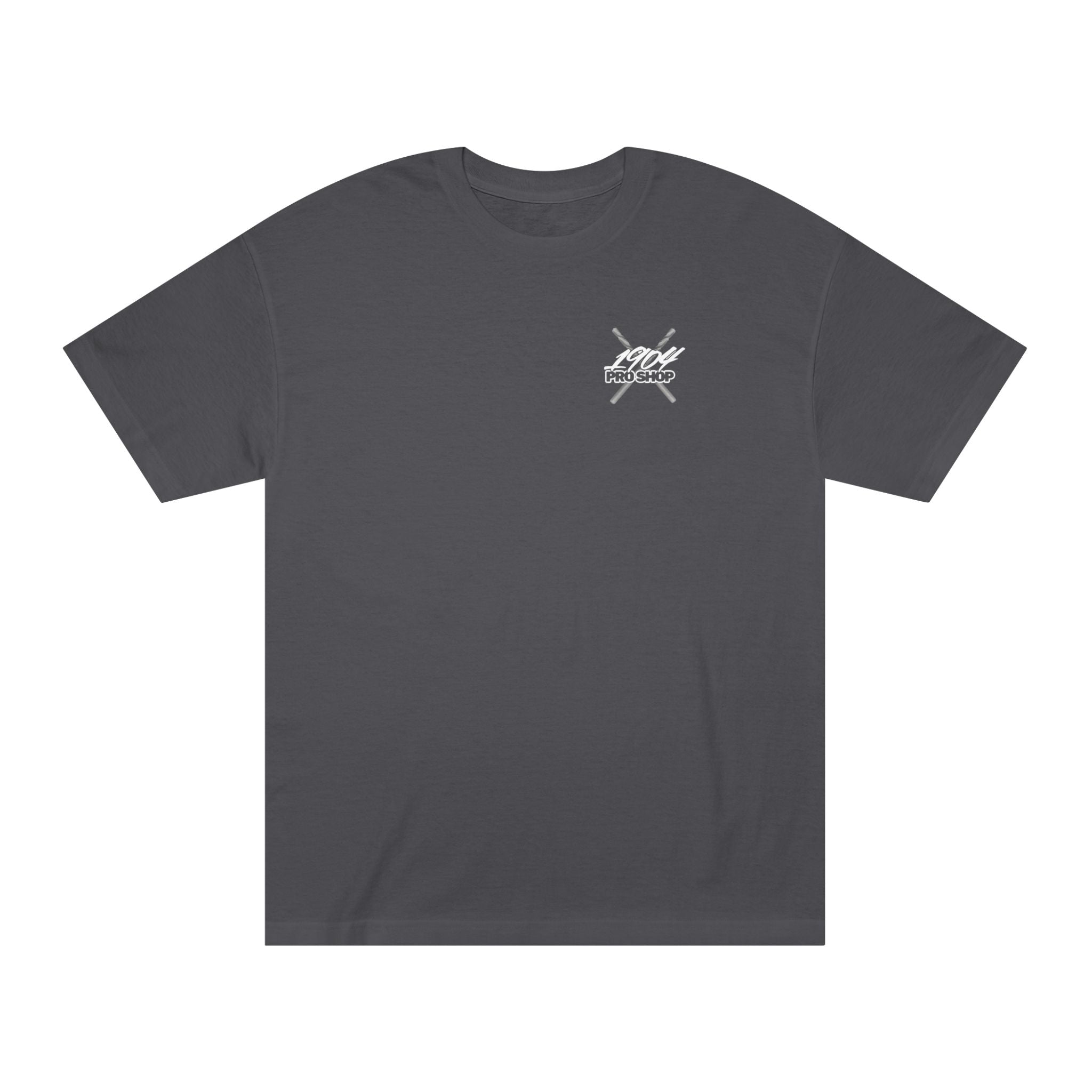 Graphic Tee — Minimal Cross Chest & Small Back Emblem