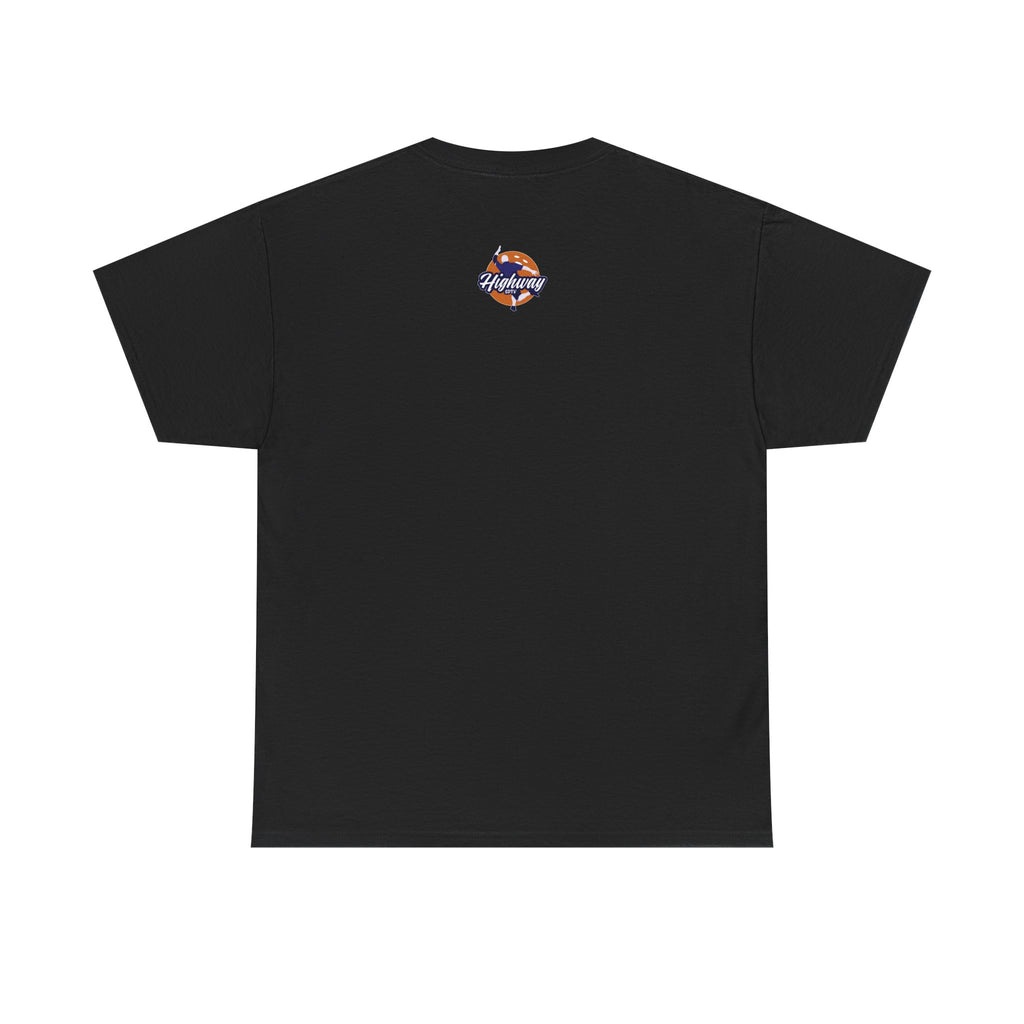 Highway Logo T-Shirt — Retro Script Chest & Mini Back Design