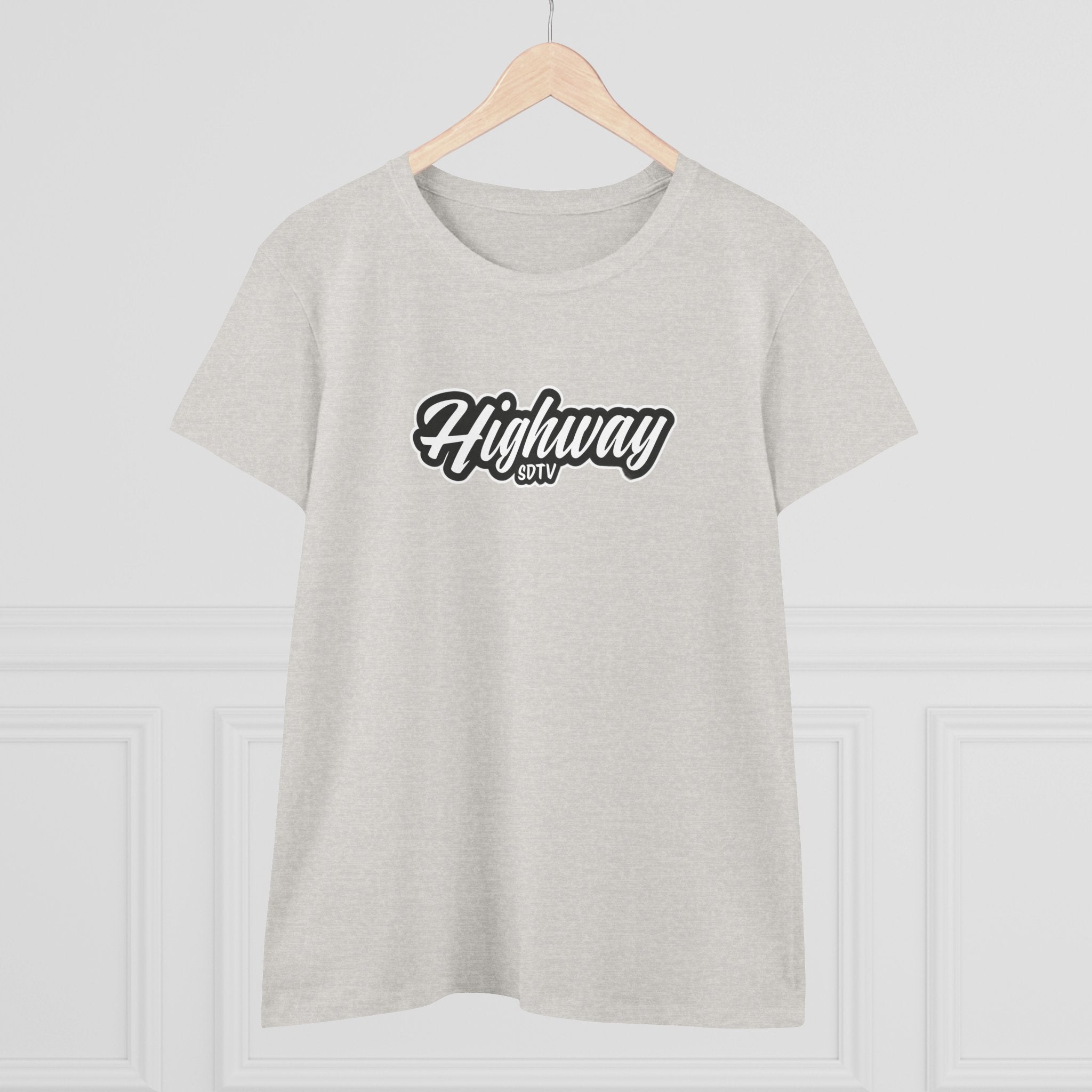 Highway SDTV Women's Midweight Cotton Tee | Casual Shirt, Graphic Top, Summer Outfit, Gift for Her, Trendy Fashion